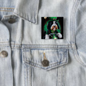 Bernedoodle Dog fiets St. Patrick's Day Vierkante Button 5,1 Cm (In situ)