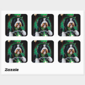 Bernedoodle Dog fiets St. Patrick's Day Vierkante Sticker (Vel)