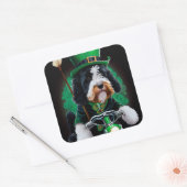 Bernedoodle Dog fiets St. Patrick's Day Vierkante Sticker (Envelop)