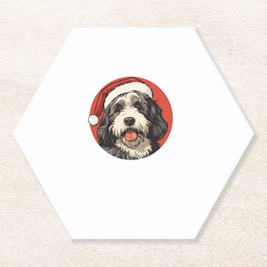 Bernedoodle Dog Xmas Doodle Dood Schattige Christm Kartonnen Onderzetters (Voorkant)