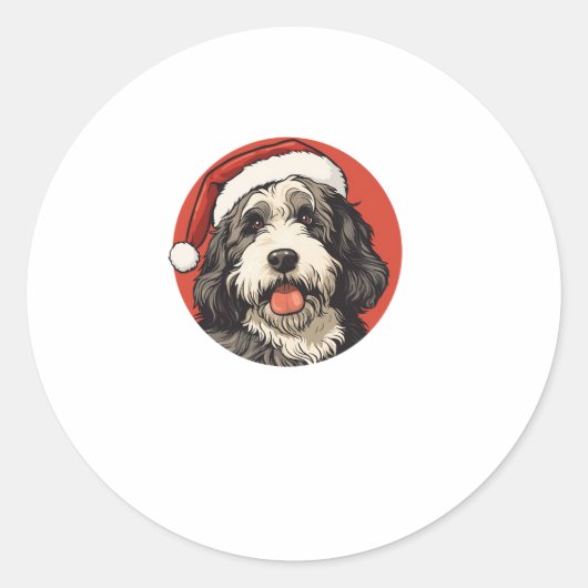 Bernedoodle Dog Xmas Doodle Dood Schattige Christm Ronde Sticker (Voorkant)