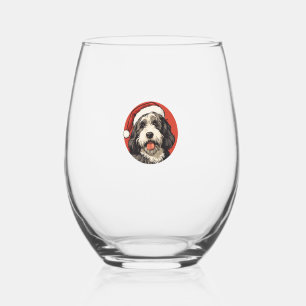 Bernedoodle Dog Xmas Doodle Dood Schattige Christm Wijnglas Zonder Voet