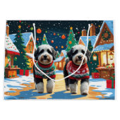 Bernedoodle Dogs Christmas Snow Holiday Groot Cadeauzakje (Voorkant)