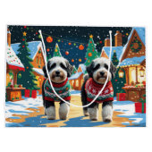 Bernedoodle Dogs Christmas Snow Holiday Groot Cadeauzakje (Achterkant)