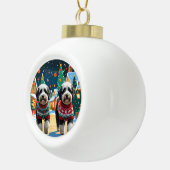 Bernedoodle Dogs Christmas Snow Holiday Keramische Bal Ornament (Rechts)