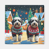 Bernedoodle Dogs Christmas Snow Holiday Magneet (Voorkant)