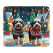 Bernedoodle Dogs Christmas Snow Holiday Snijplank (Voorkant)