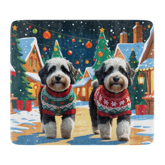 Bernedoodle Dogs Christmas Snow Holiday Snijplank (Voorkant)