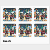 Bernedoodle Dogs Christmas Snow Holiday Vierkante Sticker (Vel)