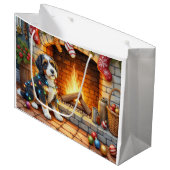 Bernedoodle Fireplace with Christmas Lights Groot Cadeauzakje (Voorkant Gekanteld)