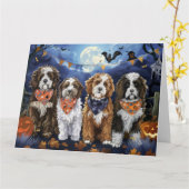 Bernedoodle Halloween Griezelen Kaart (Gele Bloem)