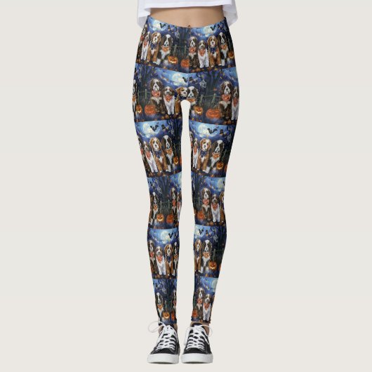 Bernedoodle Halloween Griezelig Leggings (Voorkant)