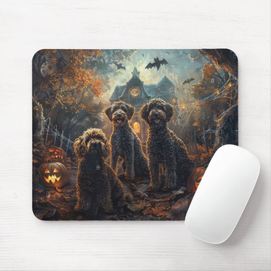 Bernedoodle Halloween Nacht Doggy Delight Muismat (Met muis)