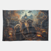 Bernedoodle Halloween Nacht Doggy Delight Theedoek (Horizontaal)