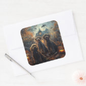 Bernedoodle Halloween Nacht Doggy Delight Vierkante Sticker (Envelop)