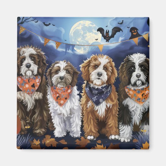 Bernedoodle Halloween Spokenkelig Magneet (Voorkant)