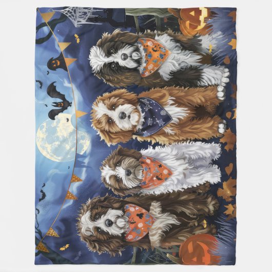 Bernedoodle Halloween Spooky Fleece Deken (Voorkant)