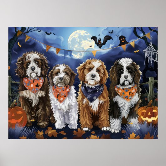 Bernedoodle Halloween Spooky Poster (Voorkant)