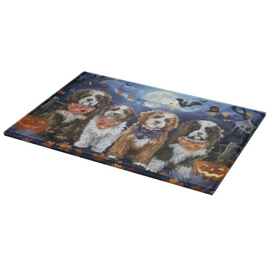 Bernedoodle Halloween Spooky Snijplank (Hoek)