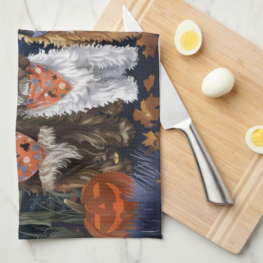 Bernedoodle Halloween Spooky Theedoek (Quarter Fold)