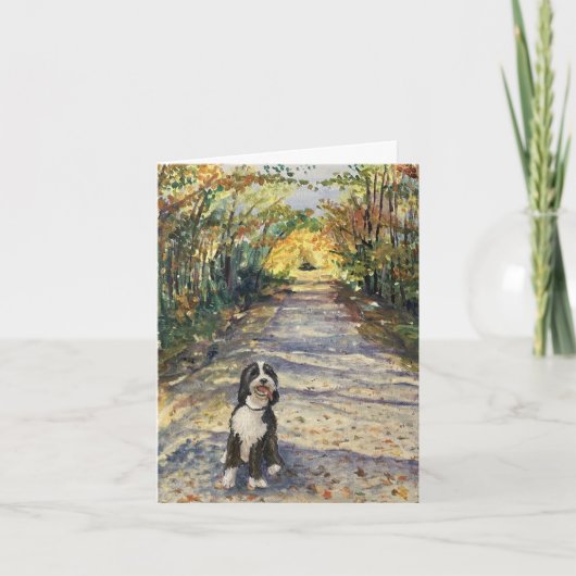 Bernedoodle Handgeschilderd op doek Notitiekaartje (Voorkant)