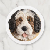 Bernedoodle-hond 3D-geïnspireerd Bedankjes Labels (Achterkant)