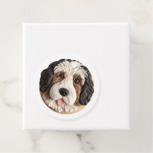 Bernedoodle-hond 3D-geïnspireerd Bedankjes Labels (In situ)