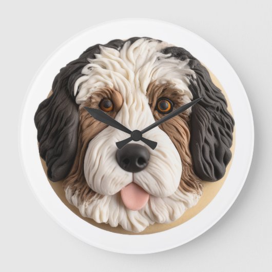 Bernedoodle Hond 3D Geïnspireerd Grote Klok (Voorkant)