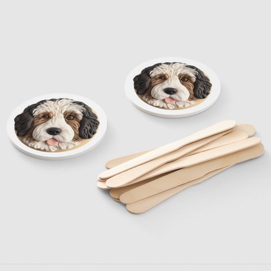 Bernedoodle Hond 3D geïnspireerd Handwaaier (Niet-gemonteerd)