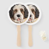 Bernedoodle Hond 3D geïnspireerd Handwaaier (Voorkant en achterkant)