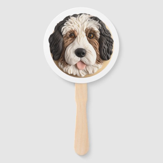 Bernedoodle Hond 3D geïnspireerd Handwaaier (Voorkant)