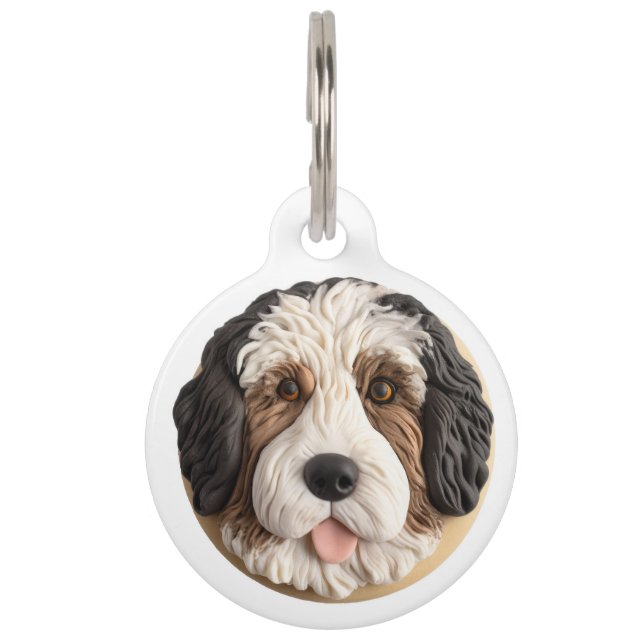 Bernedoodle Hond 3D geïnspireerd Huisdierpenning (Voorkant)