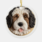 Bernedoodle Hond 3D geïnspireerd Keramisch Ornament (Voorkant)