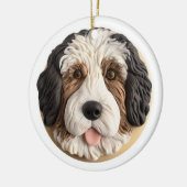 Bernedoodle Hond 3D geïnspireerd Keramisch Ornament (Links)