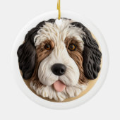 Bernedoodle Hond 3D geïnspireerd Keramisch Ornament (Achterkant)