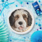 Bernedoodle Hond 3D geïnspireerd Papieren Bordje (Feest)