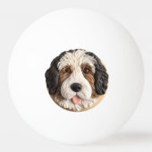 Bernedoodle Hond 3D geïnspireerd Pingpongbal (Voorkant)