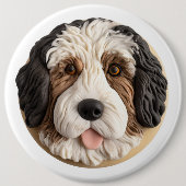 Bernedoodle Hond 3D geïnspireerd Ronde Button 6,0 Cm (Voorkant)