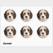 Bernedoodle Hond 3D geïnspireerd Ronde Sticker (Vel)