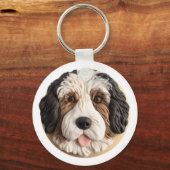 Bernedoodle Hond 3D geïnspireerd Sleutelhanger (Voorkant)