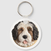 Bernedoodle Hond 3D geïnspireerd Sleutelhanger (Achterkant)
