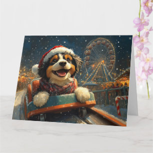 Bernedoodle hond achtbaan Kerstmis Kaart
