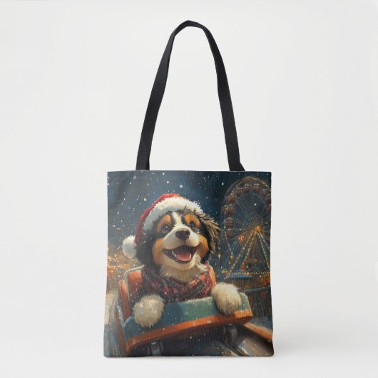 Bernedoodle hond achtbaan Kerstmis  Tote Bag (Voorkant)