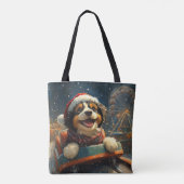 Bernedoodle hond achtbaan Kerstmis  Tote Bag (Achterkant)