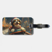 Bernedoodle Hond Achterbaan Kerst  Bagagelabel (Achterkant horizontaal)