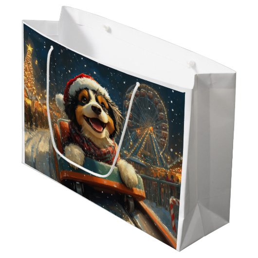 Bernedoodle Hond Achterbaan Kerst Groot Cadeauzakje (Voorkant Gekanteld)