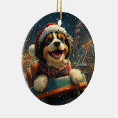 Bernedoodle Hond Achterbaan Kerst Keramisch Ornament (Rechts)