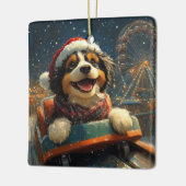 Bernedoodle Hond Achterbaan Kerst Keramisch Ornament (Links)