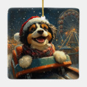 Bernedoodle Hond Achterbaan Kerst Keramisch Ornament (Achterkant)