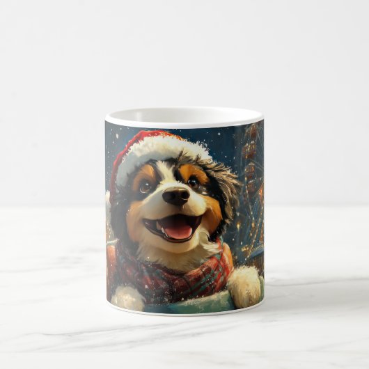 Bernedoodle Hond Achterbaan Kerst  Koffiemok (Center)